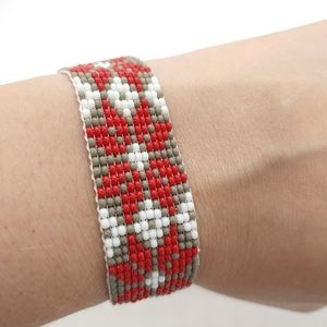 Loom Beaded Bracelet Floral Print